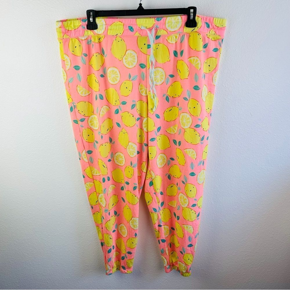 Briefly Stated Peach Lemon Print Pajama Pants Size 3X 22/24‎